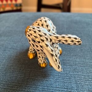 Herend running rabbit figuring 15452 in black fishnet
